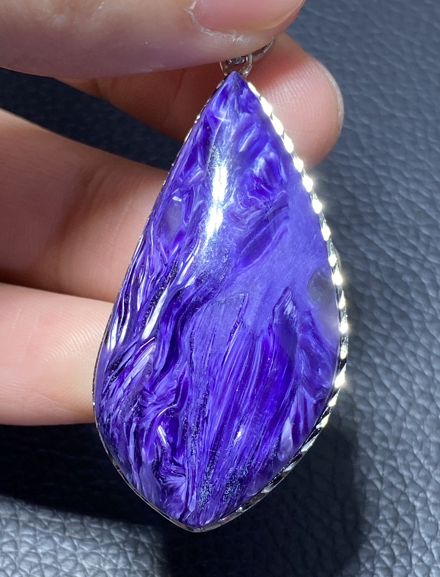 AAAAA Natural Russian Charoite Pendant,Pendant Necklace,S925 Natrual Gems Pendant,Handmade Gift,Personalized Gift ET273