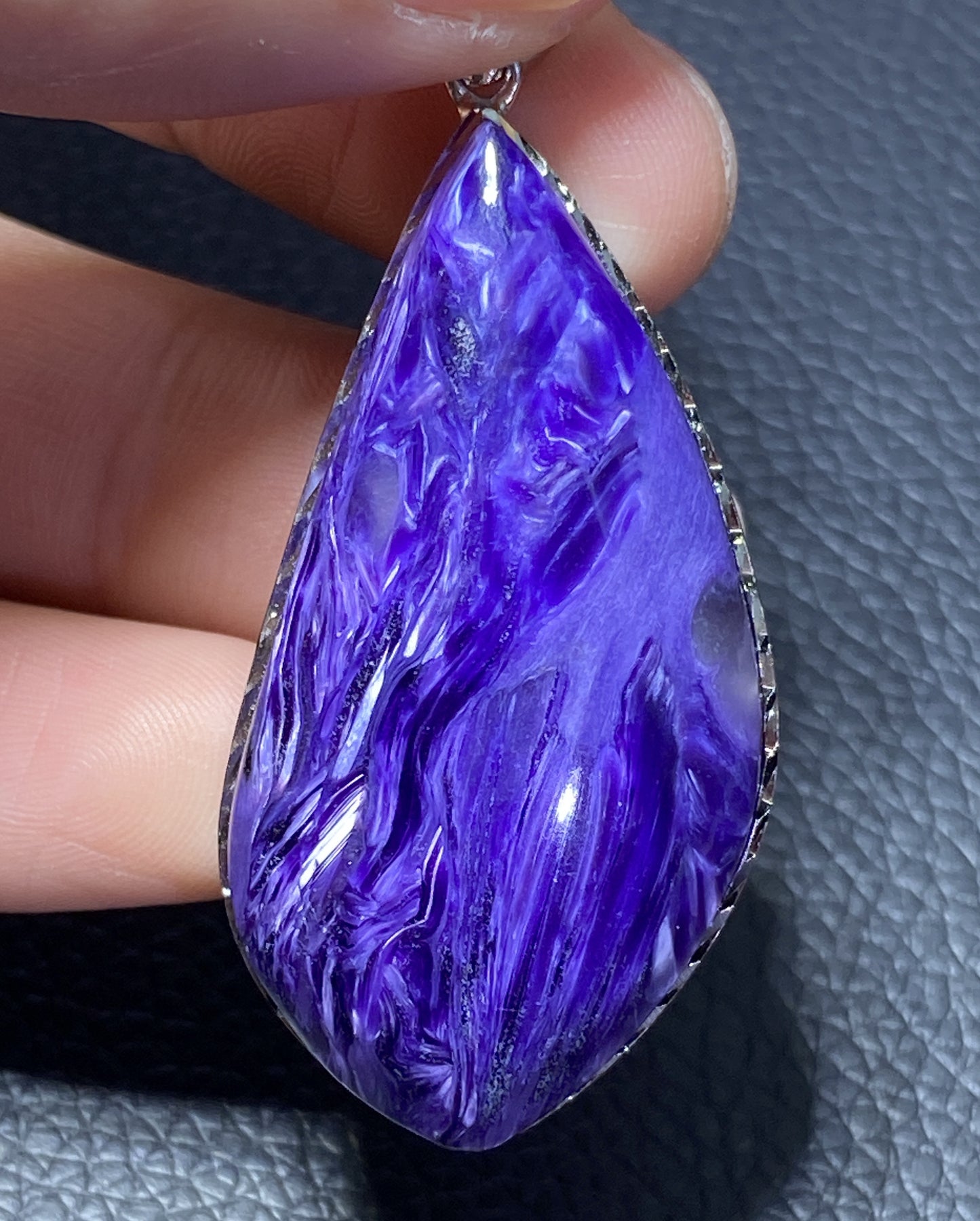 AAAAA Natural Russian Charoite Pendant,Pendant Necklace,S925 Natrual Gems Pendant,Handmade Gift,Personalized Gift ET273