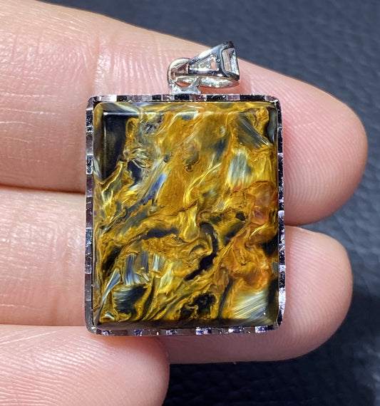 AAAA Natural Namibian Pietersite Pendant，Silver Pendant,Colorful Full Fire Pietersite Pendant, Collection Quality ET1075