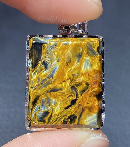 AAAA Natural Namibian Pietersite Pendant，Silver Pendant,Colorful Full Fire Pietersite Pendant, Collection Quality ET1075