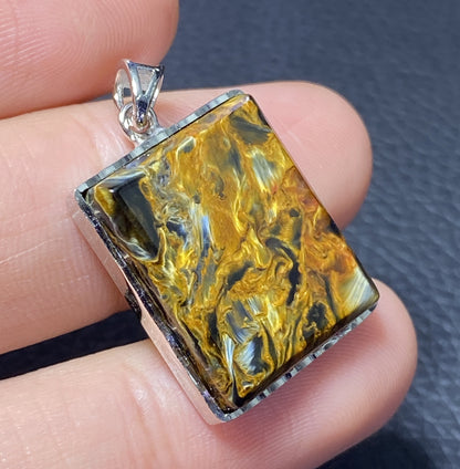 AAAA Natural Namibian Pietersite Pendant，Silver Pendant,Colorful Full Fire Pietersite Pendant, Collection Quality ET1075