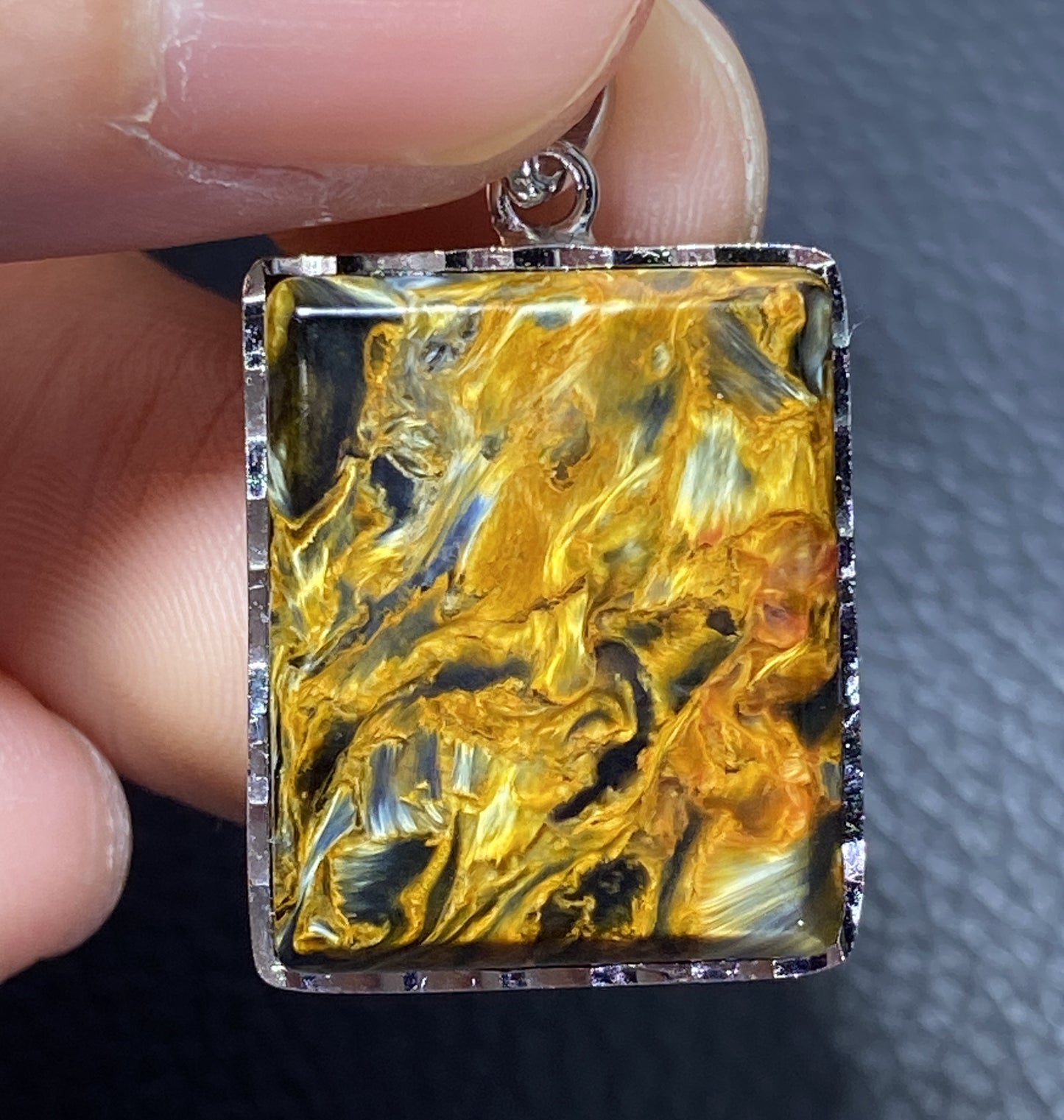 AAAA Natural Namibian Pietersite Pendant，Silver Pendant,Colorful Full Fire Pietersite Pendant, Collection Quality ET1075