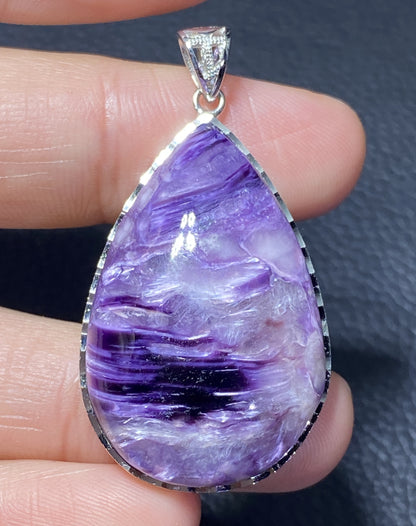 AAAA Natural Russian Charoite Pendant,Pendant Necklace,S925 Natrual Gems Pendant,Handmade Gift,Personalized Gift ET334