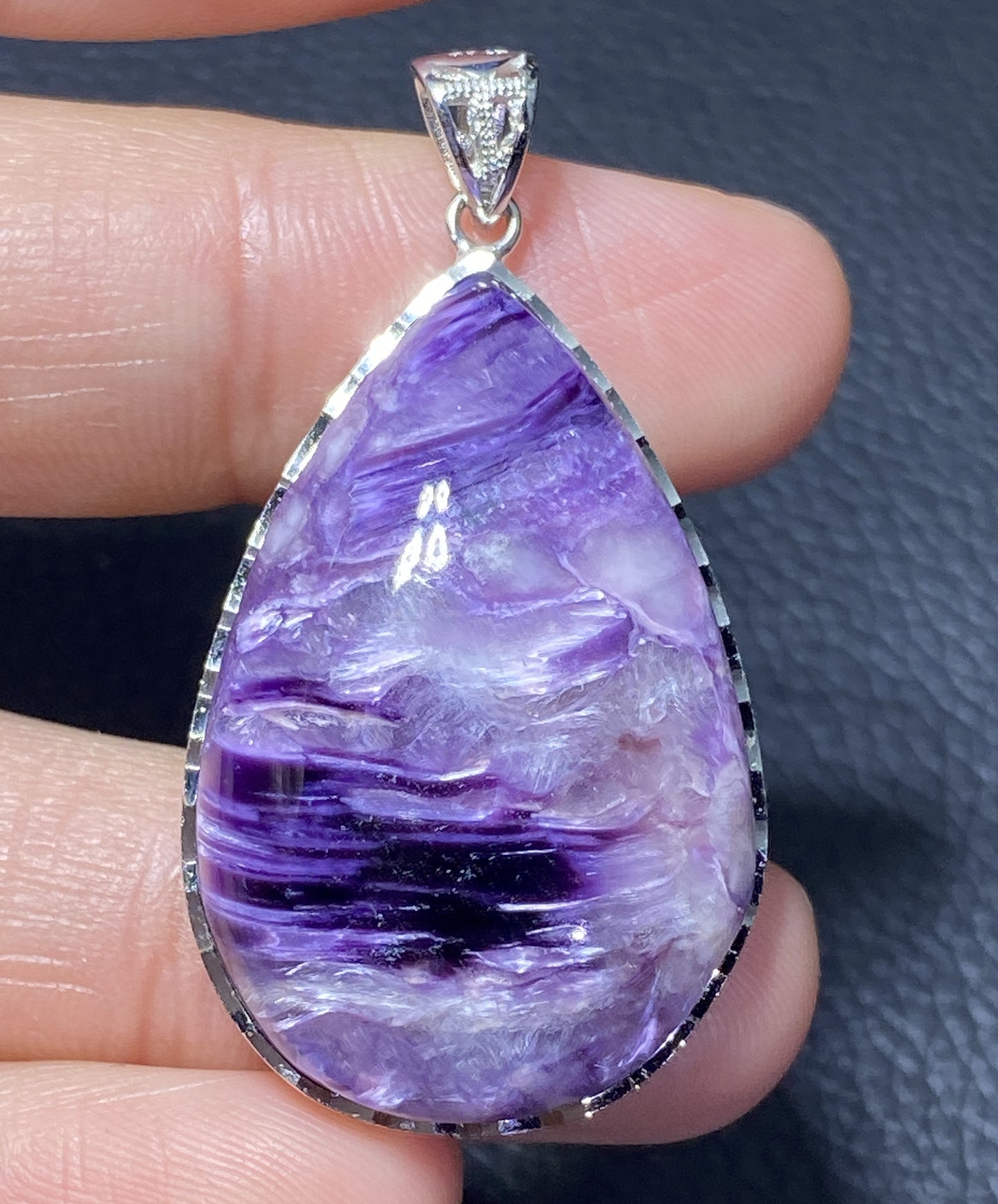 AAAA Natural Russian Charoite Pendant,Pendant Necklace,S925 Natrual Gems Pendant,Handmade Gift,Personalized Gift ET334