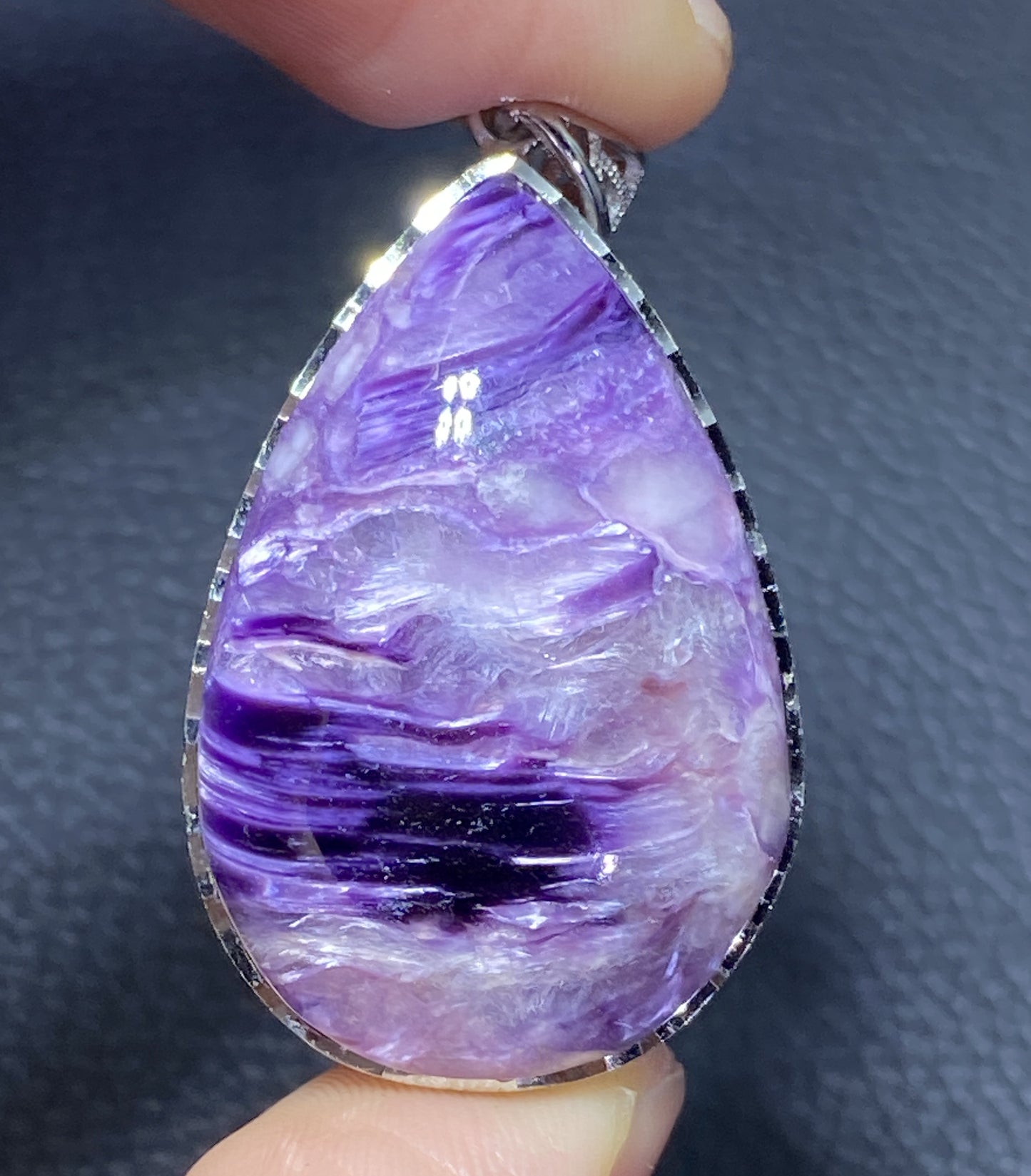 AAAA Natural Russian Charoite Pendant,Pendant Necklace,S925 Natrual Gems Pendant,Handmade Gift,Personalized Gift ET334