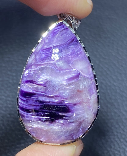 AAAA Natural Russian Charoite Pendant,Pendant Necklace,S925 Natrual Gems Pendant,Handmade Gift,Personalized Gift ET334