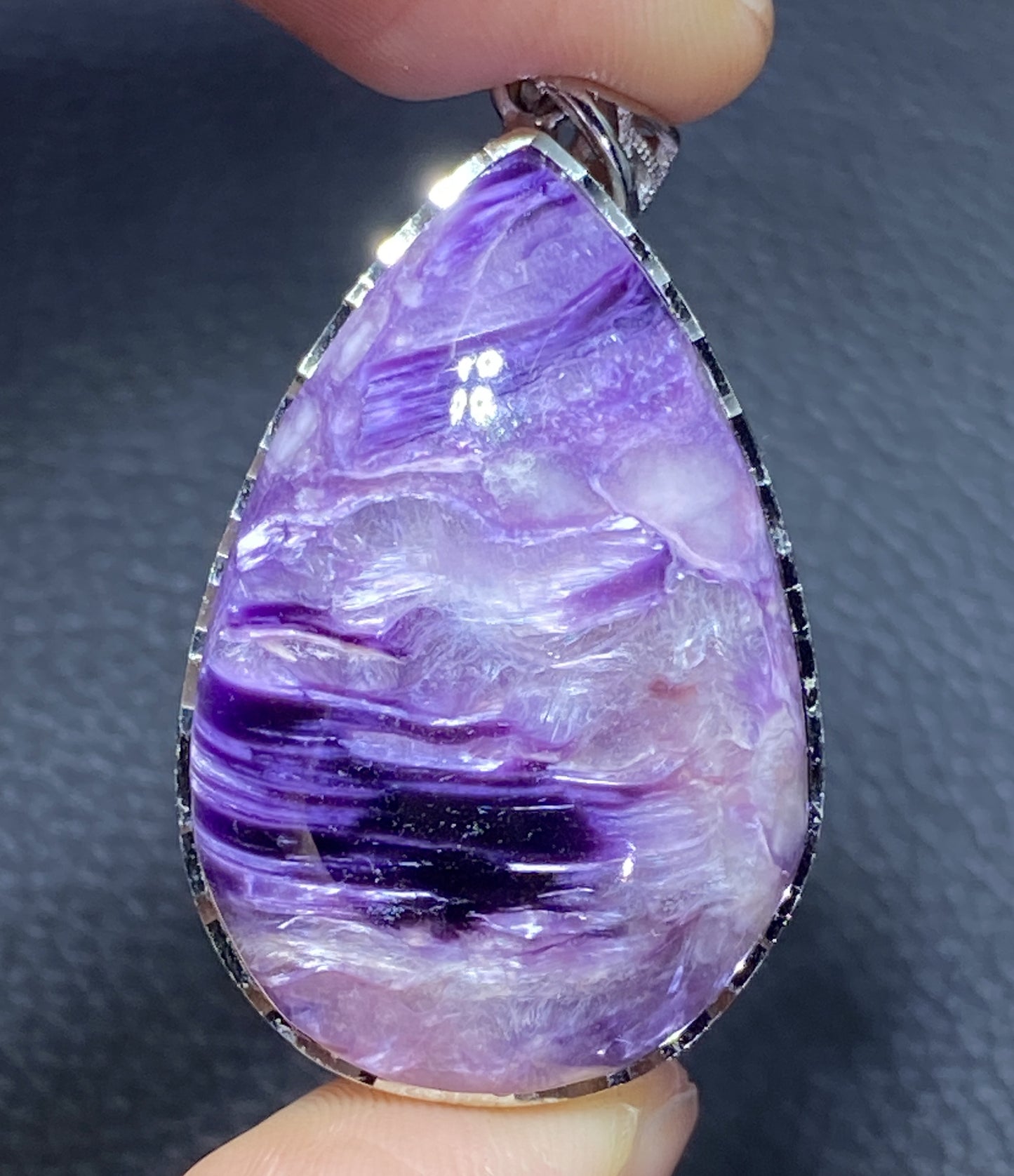 AAAA Natural Russian Charoite Pendant,Pendant Necklace,S925 Natrual Gems Pendant,Handmade Gift,Personalized Gift ET334