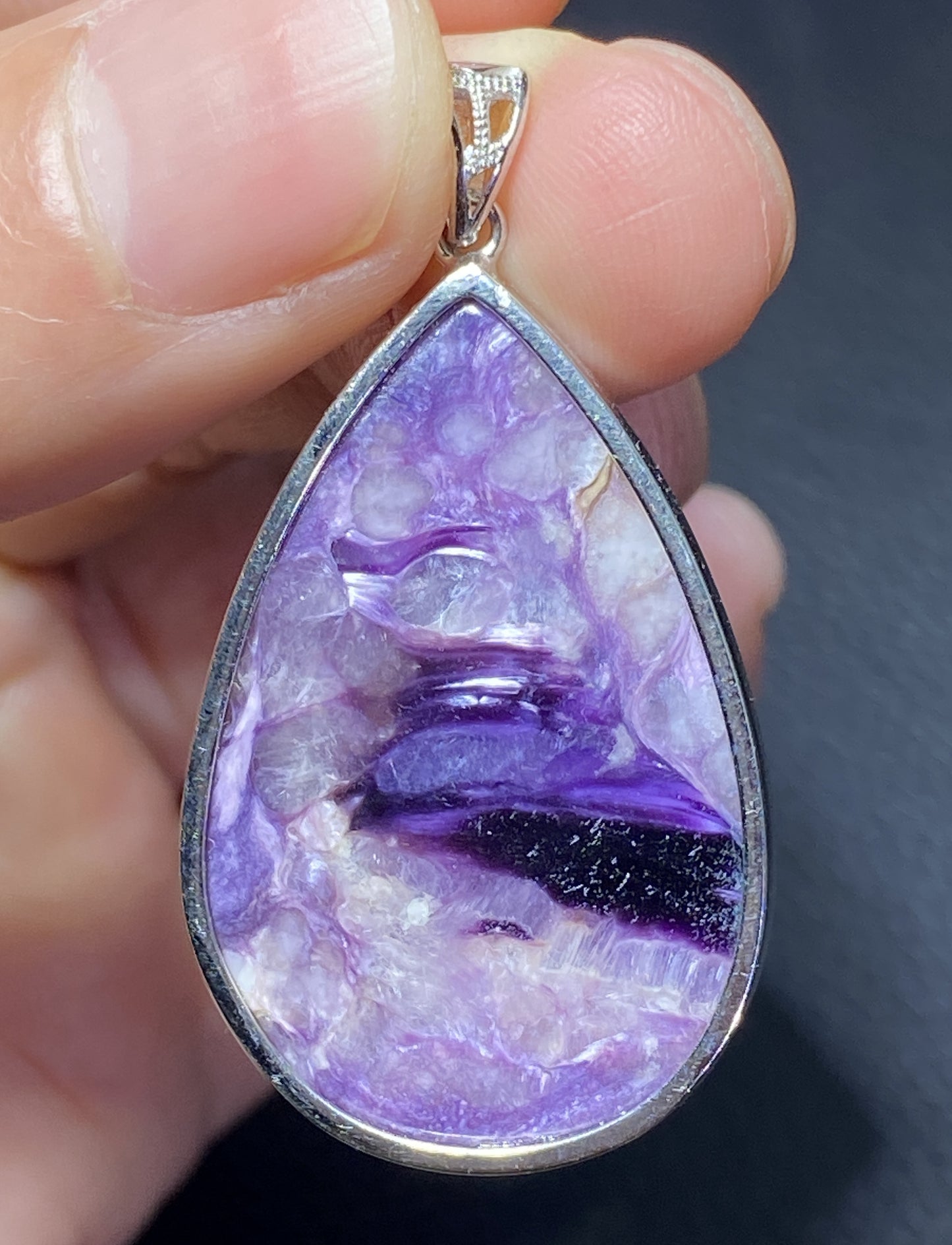 AAAA Natural Russian Charoite Pendant,Pendant Necklace,S925 Natrual Gems Pendant,Handmade Gift,Personalized Gift ET334
