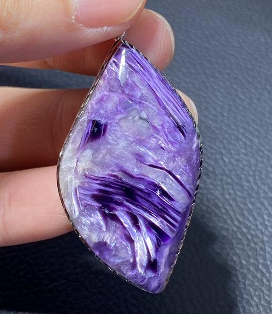 AAAA Natural Russian Charoite Pendant,Pendant Necklace,S925 Natrual Gems Pendant,Handmade Gift,Personalized Gift ET347