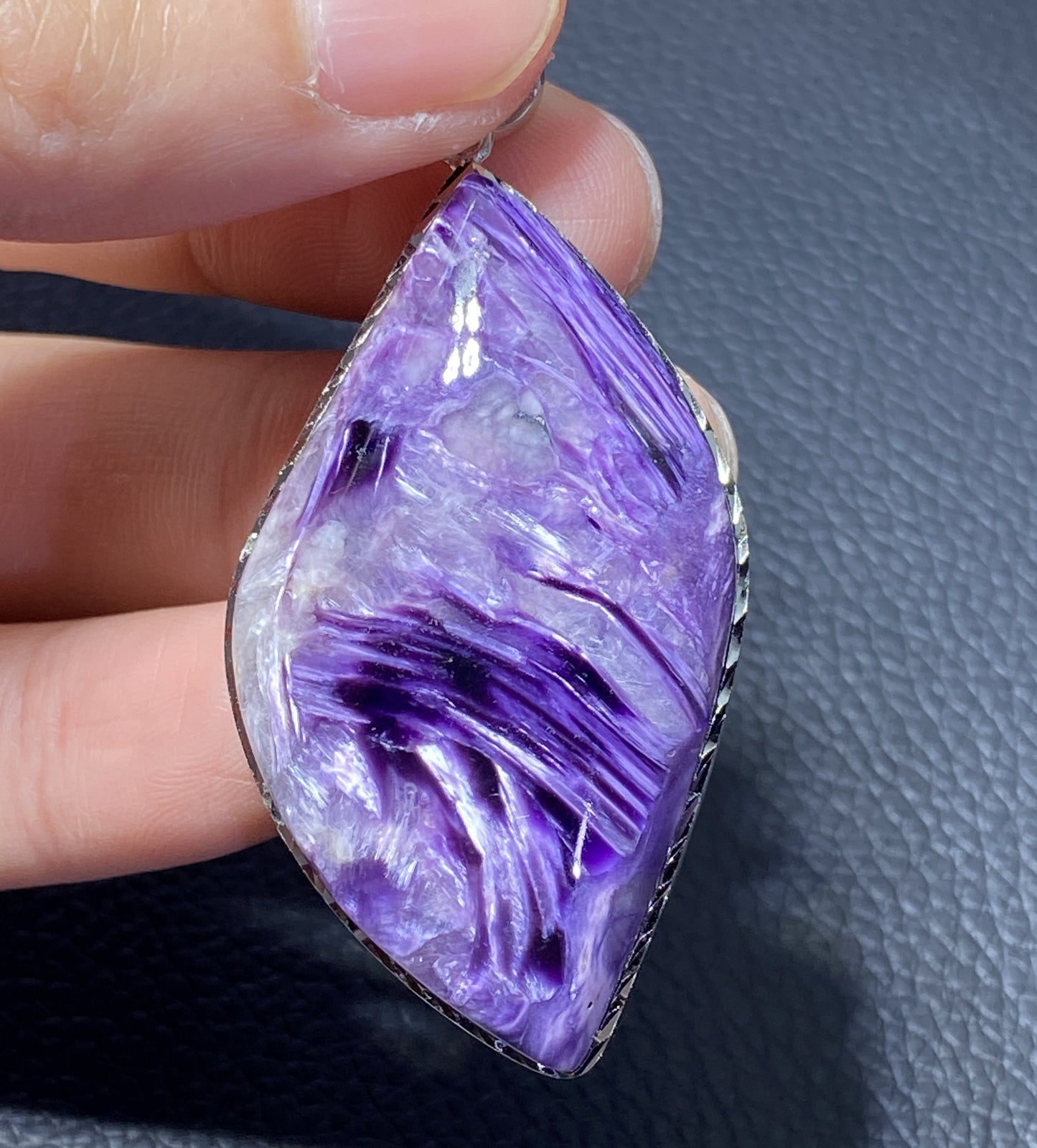 AAAA Natural Russian Charoite Pendant,Pendant Necklace,S925 Natrual Gems Pendant,Handmade Gift,Personalized Gift ET347