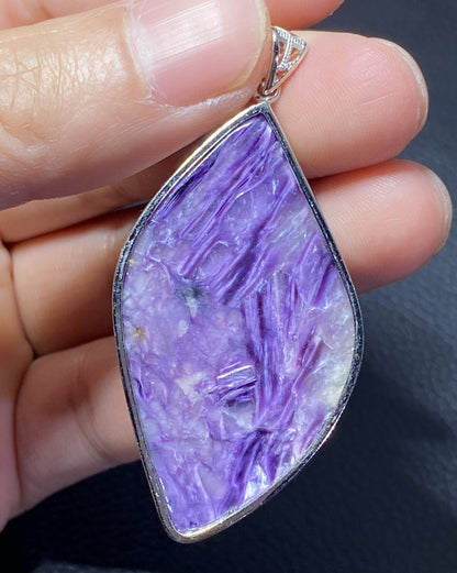 AAAA Natural Russian Charoite Pendant,Pendant Necklace,S925 Natrual Gems Pendant,Handmade Gift,Personalized Gift ET347