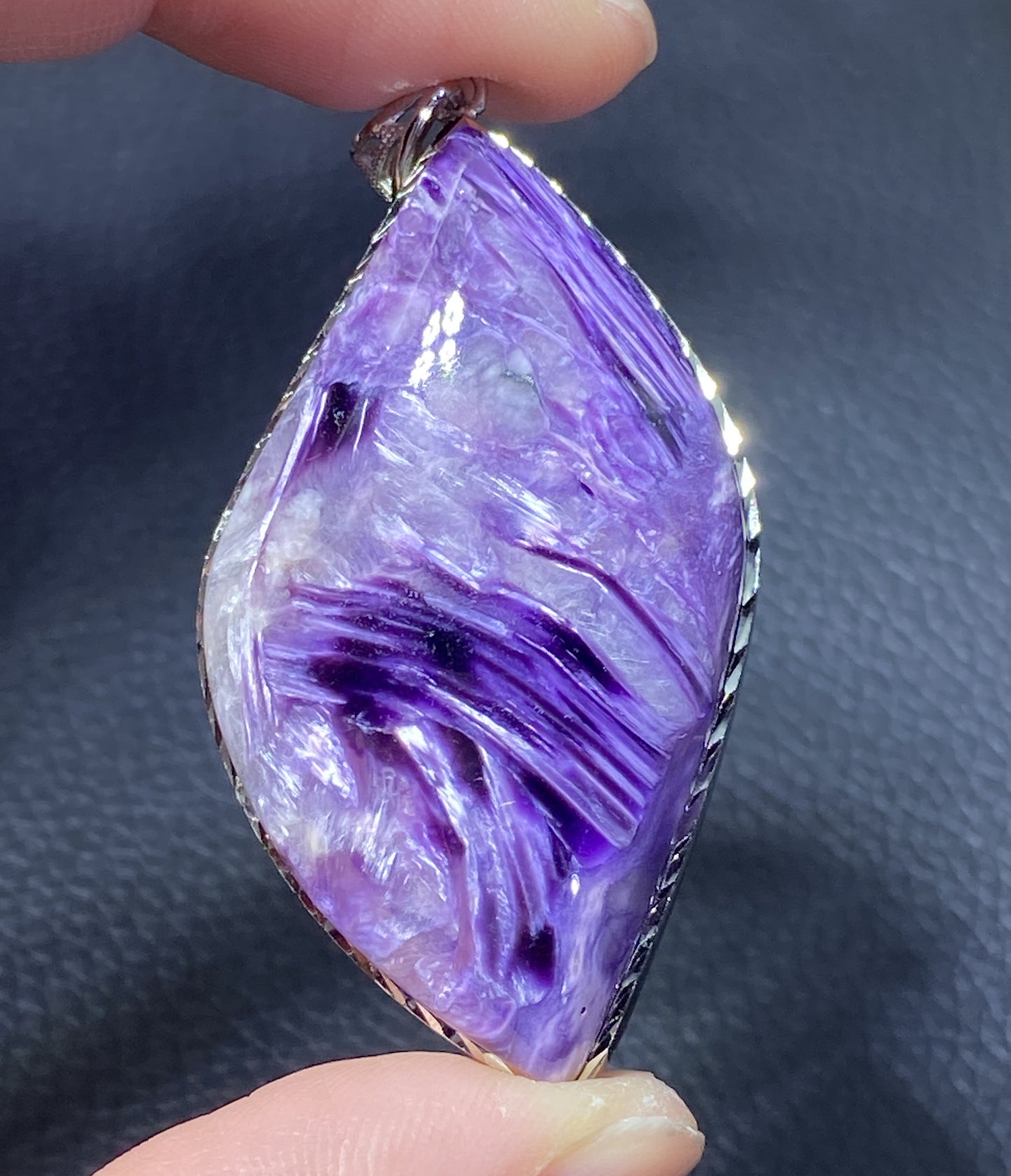 AAAA Natural Russian Charoite Pendant,Pendant Necklace,S925 Natrual Gems Pendant,Handmade Gift,Personalized Gift ET347