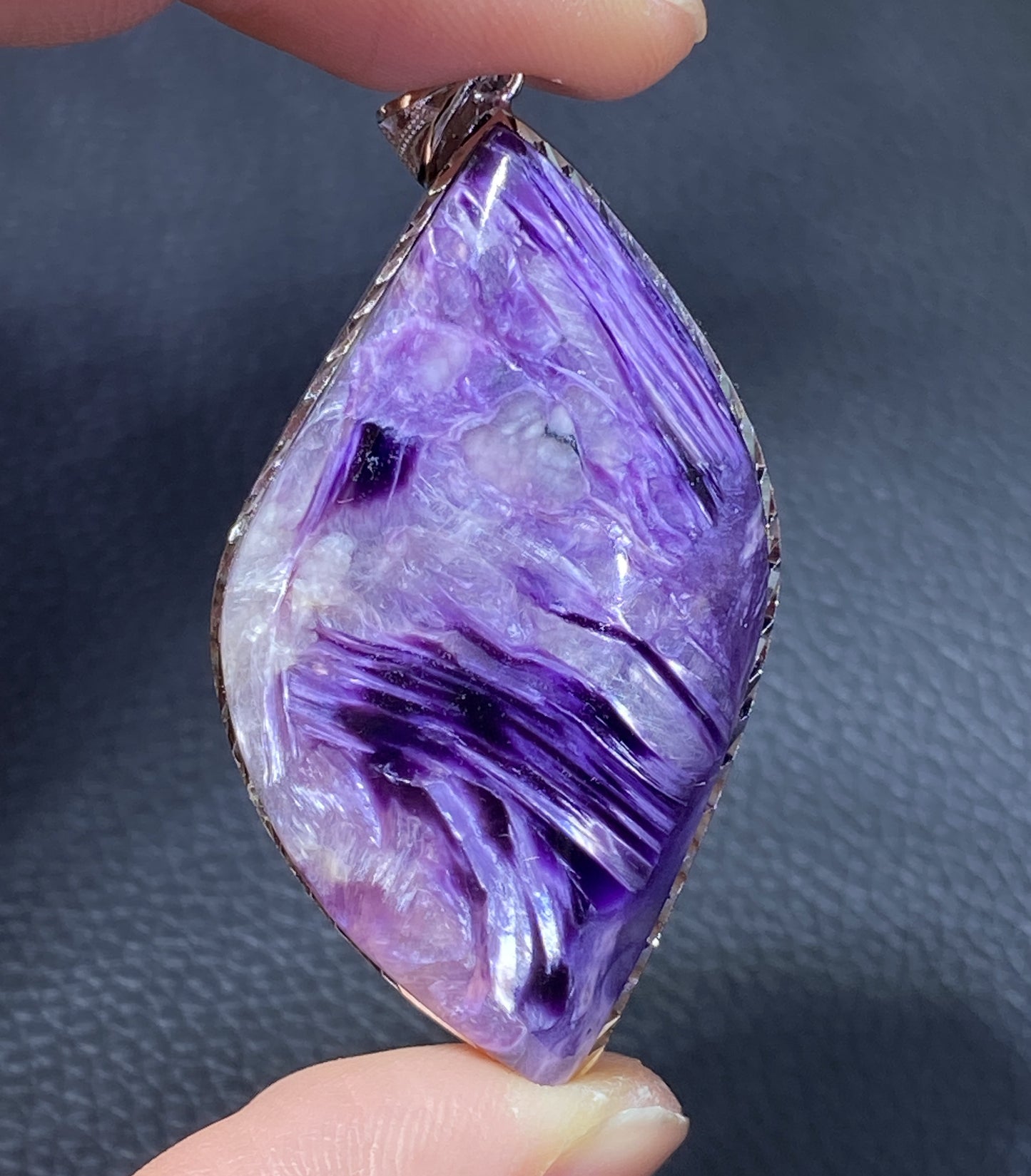 AAAA Natural Russian Charoite Pendant,Pendant Necklace,S925 Natrual Gems Pendant,Handmade Gift,Personalized Gift ET347