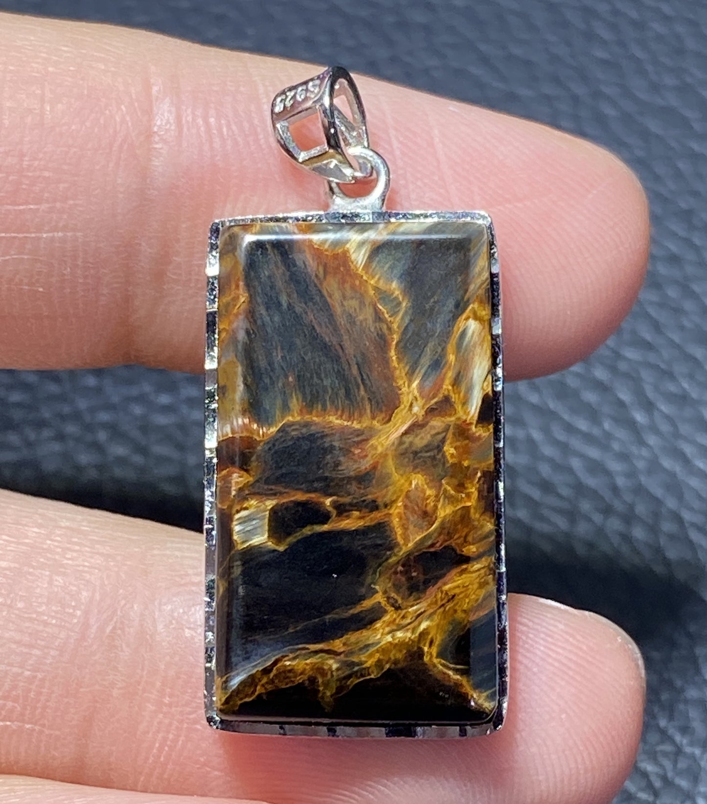 AAAA Natural Namibian Pietersite 925 Silver Pendant, Colored Full Fire Pietersite,Pietersite Gemstone,Gift For Boyfriend ET1003