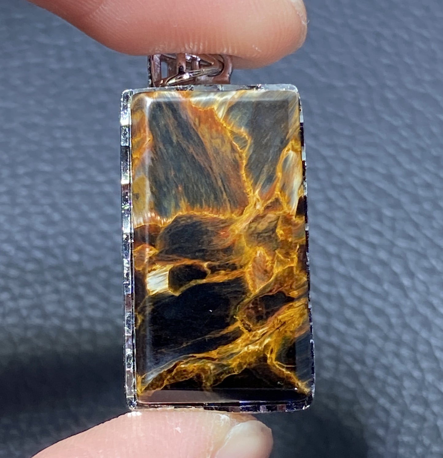 AAAA Natural Namibian Pietersite 925 Silver Pendant, Colored Full Fire Pietersite,Pietersite Gemstone,Gift For Boyfriend ET1003