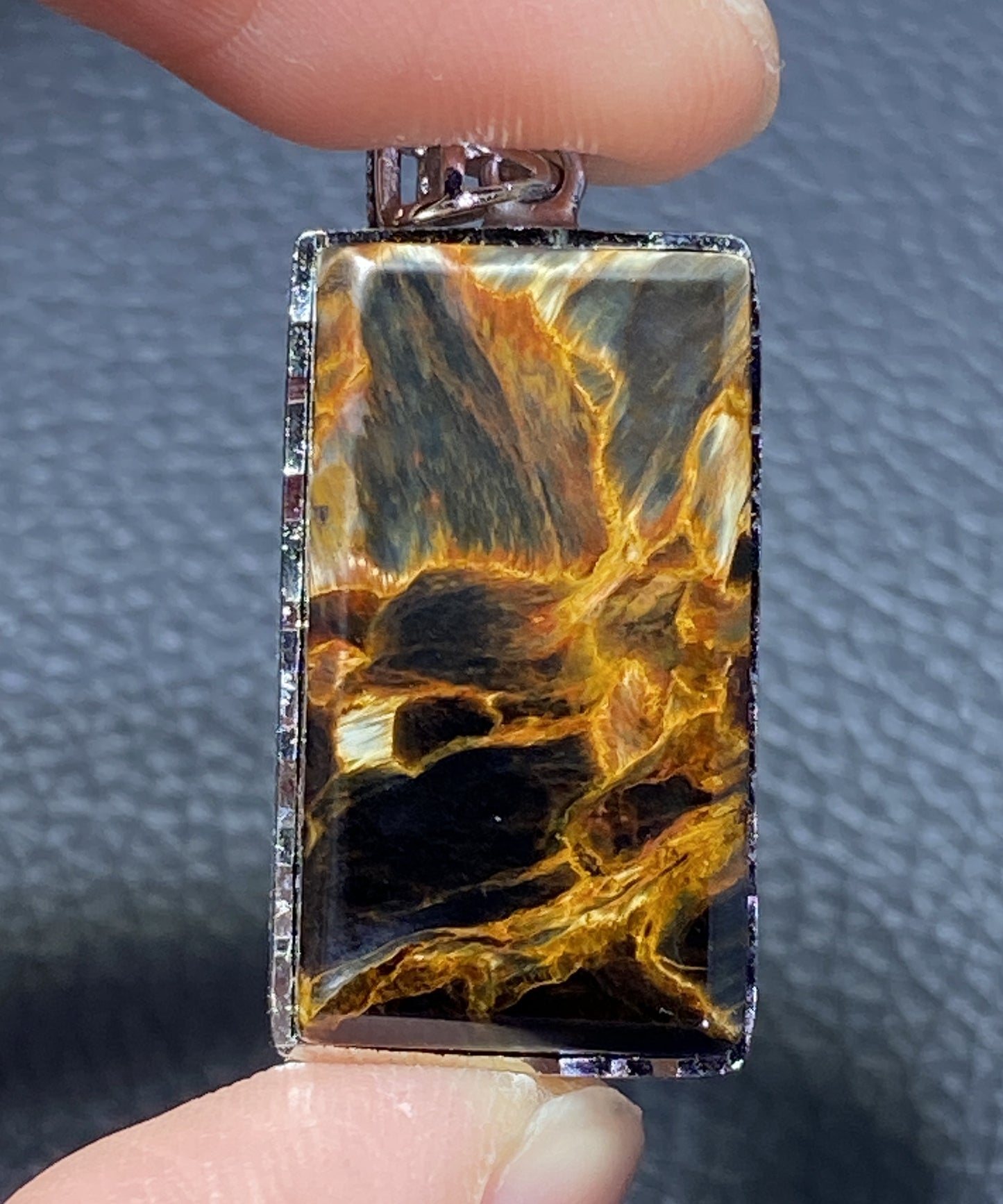 AAAA Natural Namibian Pietersite 925 Silver Pendant, Colored Full Fire Pietersite,Pietersite Gemstone,Gift For Boyfriend ET1003