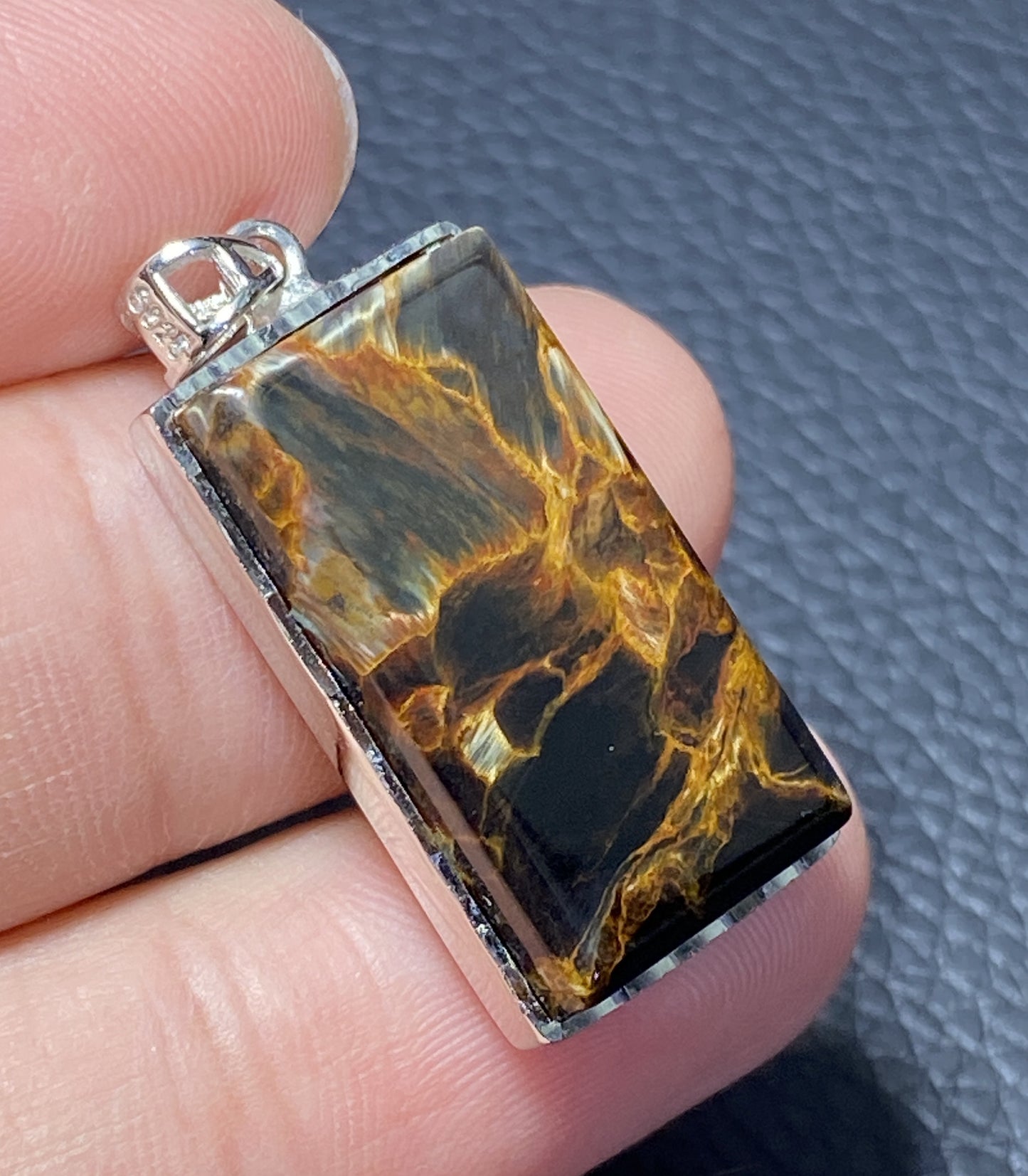 AAAA Natural Namibian Pietersite 925 Silver Pendant, Colored Full Fire Pietersite,Pietersite Gemstone,Gift For Boyfriend ET1003