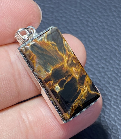 AAAA Natural Namibian Pietersite 925 Silver Pendant, Colored Full Fire Pietersite,Pietersite Gemstone,Gift For Boyfriend ET1003