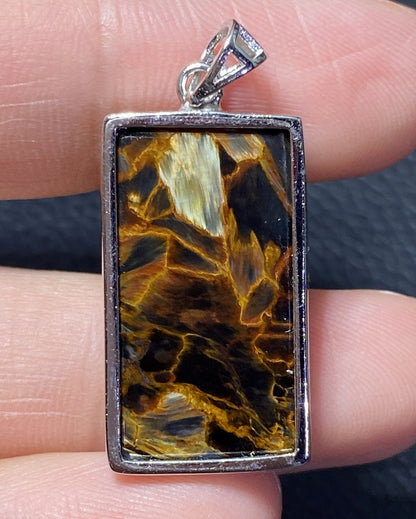 AAAA Natural Namibian Pietersite 925 Silver Pendant, Colored Full Fire Pietersite,Pietersite Gemstone,Gift For Boyfriend ET1003