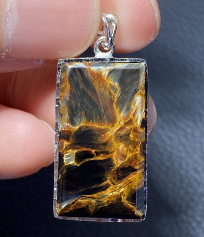 AAAA Natural Namibian Pietersite 925 Silver Pendant, Colored Full Fire Pietersite,Pietersite Gemstone,Gift For Boyfriend ET1003