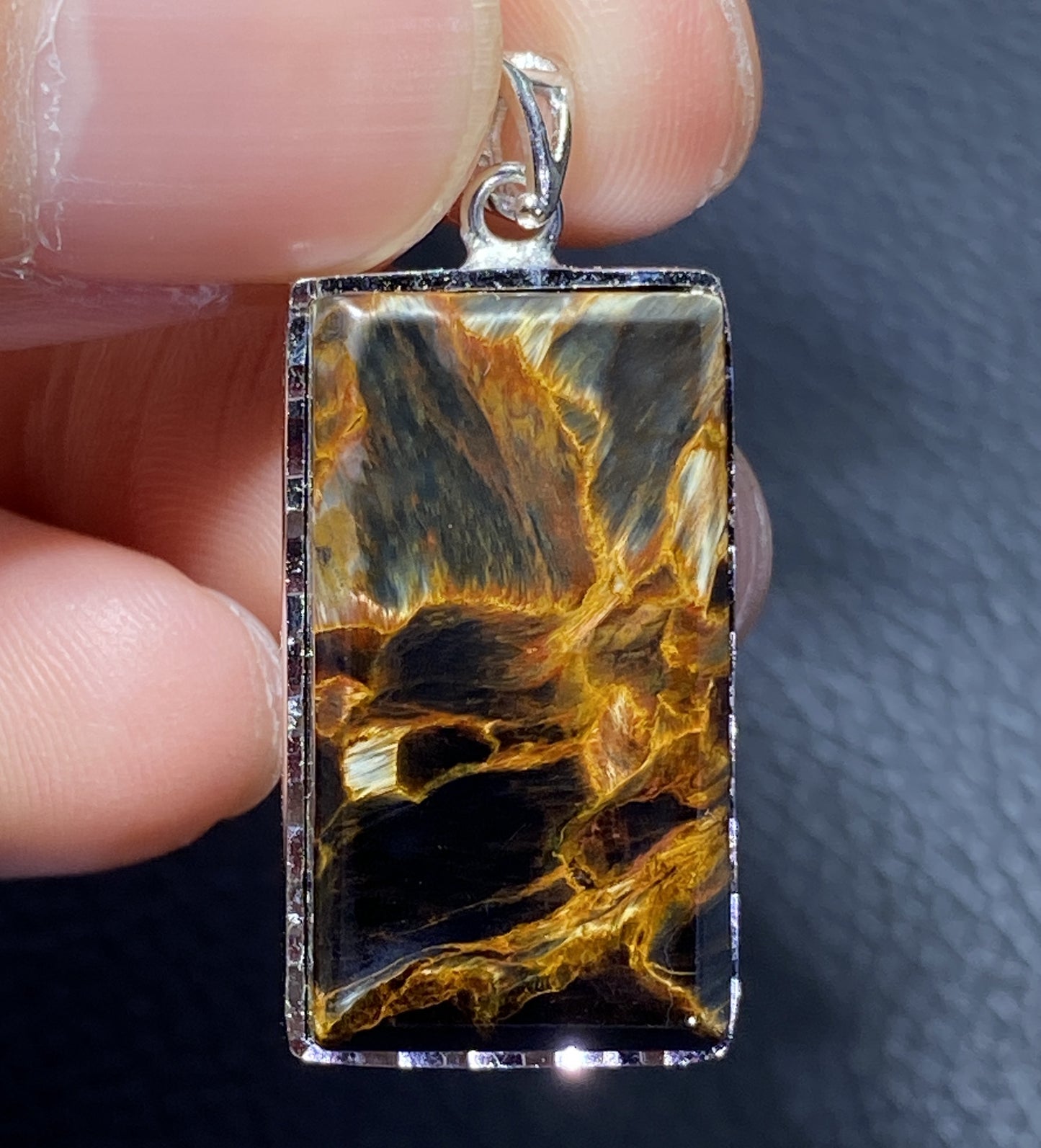 AAAA Natural Namibian Pietersite 925 Silver Pendant, Colored Full Fire Pietersite,Pietersite Gemstone,Gift For Boyfriend ET1003