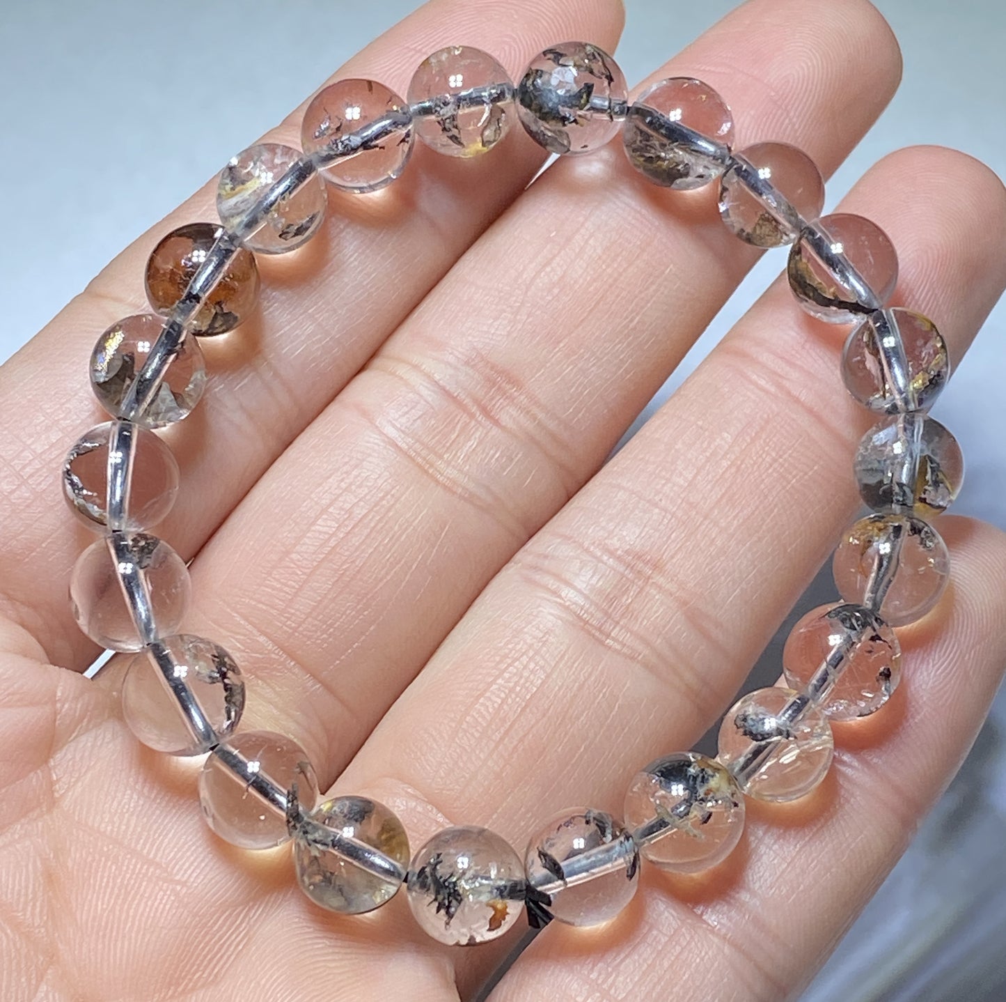 Herkimer Diamond Bracelect,AAA+ Natural Herkimer Diamond Bracelect,8mm herkimer diamond quartz,Crystal Bracelet ET1023