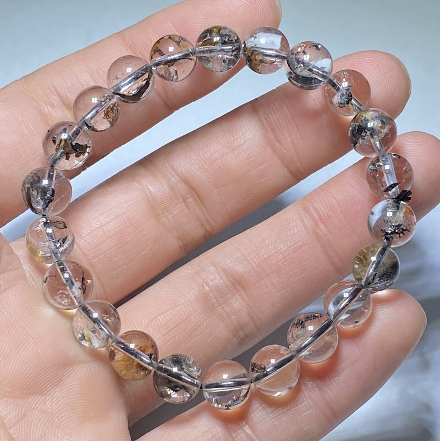 Herkimer Diamond Bracelect,AAA+ Natural Herkimer Diamond Bracelect,8mm herkimer diamond quartz,Crystal Bracelet ET1023