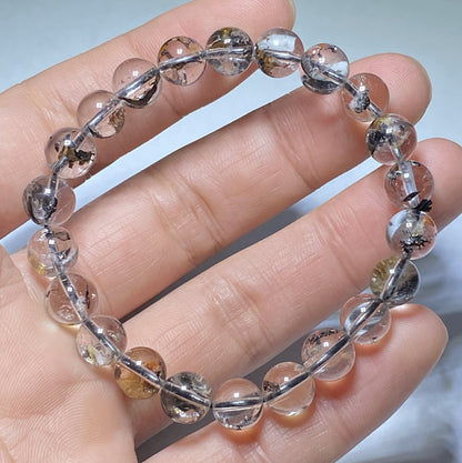 Herkimer Diamond Bracelect,AAA+ Natural Herkimer Diamond Bracelect,8mm herkimer diamond quartz,Crystal Bracelet ET1023