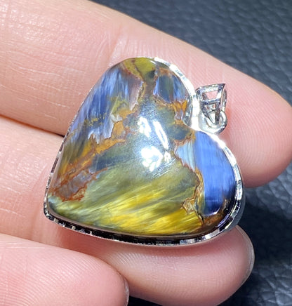 AAAA Natural Namibian Pietersite Pendant，Silver Pendant，Colorful Full Fire Pietersite Pendant, Collection Quality ET1215