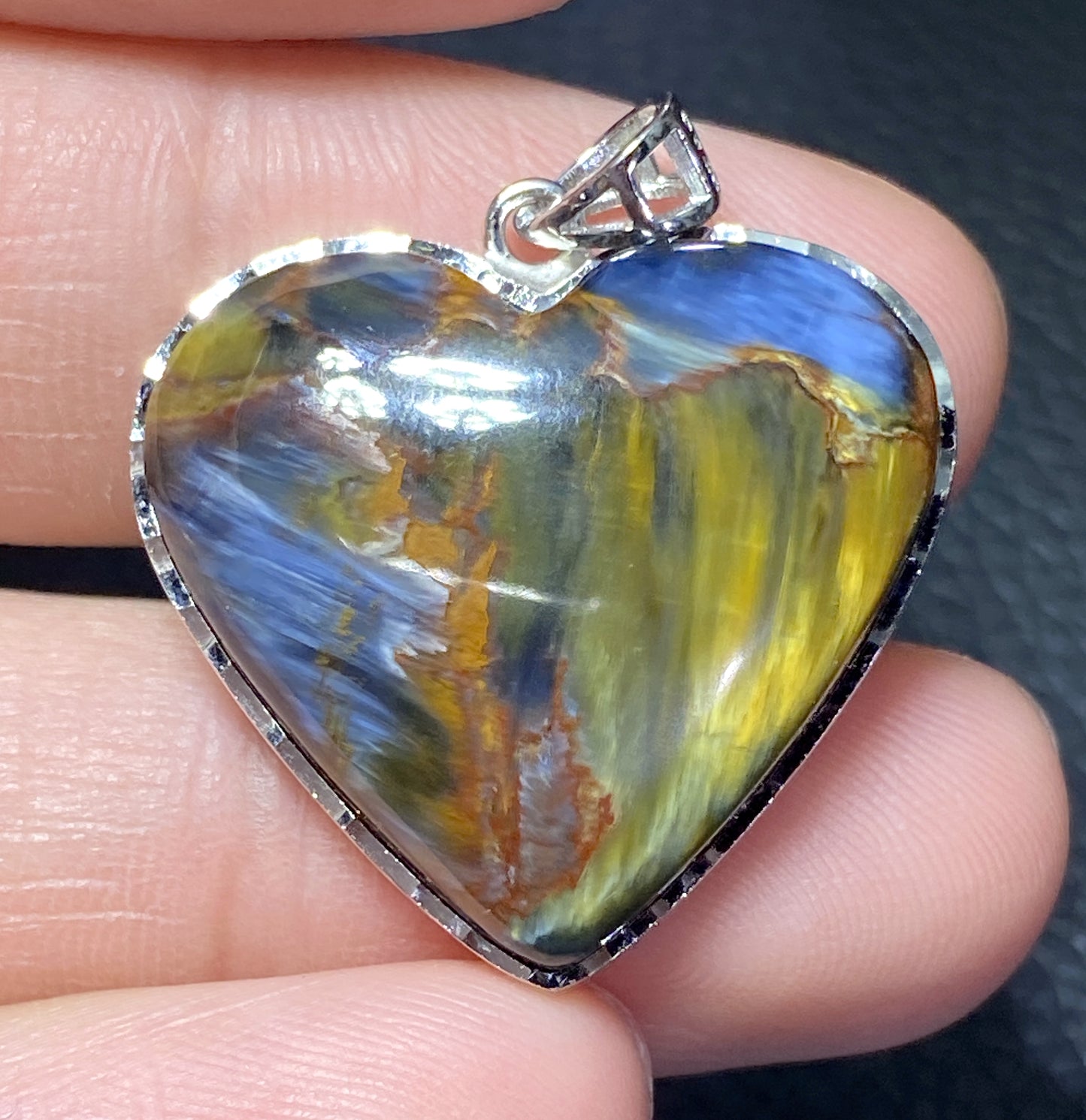 AAAA Natural Namibian Pietersite Pendant，Silver Pendant，Colorful Full Fire Pietersite Pendant, Collection Quality ET1215