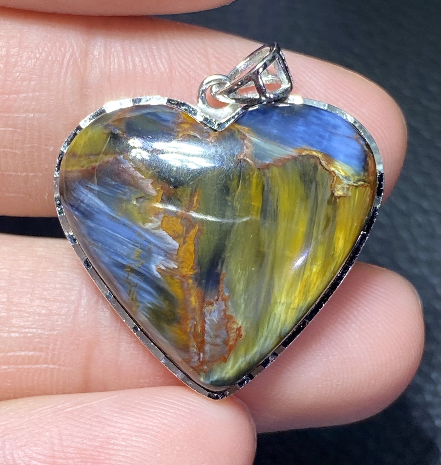 AAAA Natural Namibian Pietersite Pendant，Silver Pendant，Colorful Full Fire Pietersite Pendant, Collection Quality ET1215