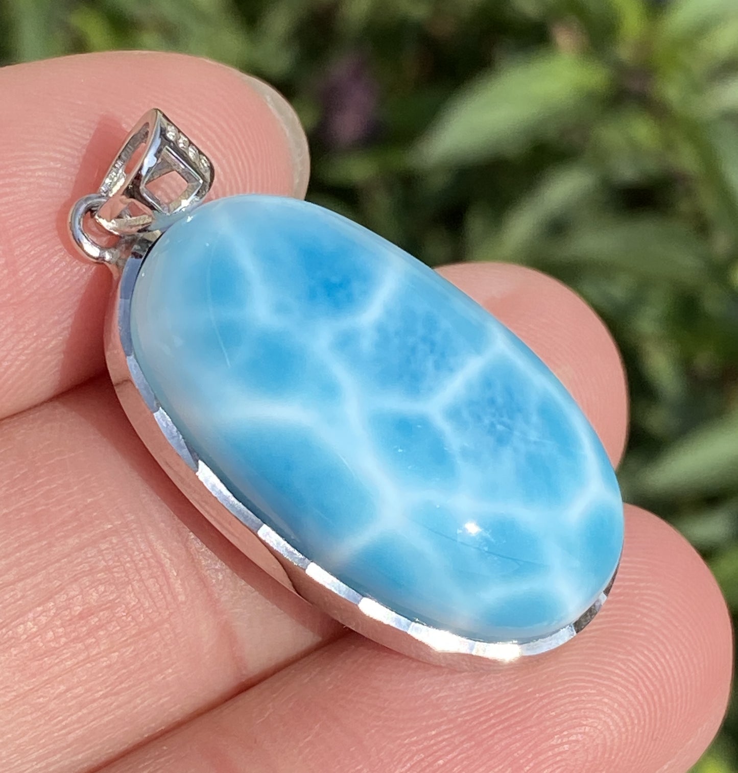 Larimar,AAAA Natural Dominican Larimar Pendant,Larimar Bracelet,Anniversary Gift, Larimar Jewelry,SilverJewelry ET376