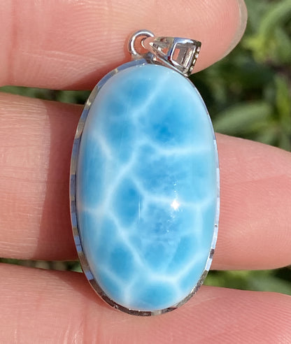 Larimar,AAAA Natural Dominican Larimar Pendant,Larimar Bracelet,Anniversary Gift, Larimar Jewelry,SilverJewelry ET376