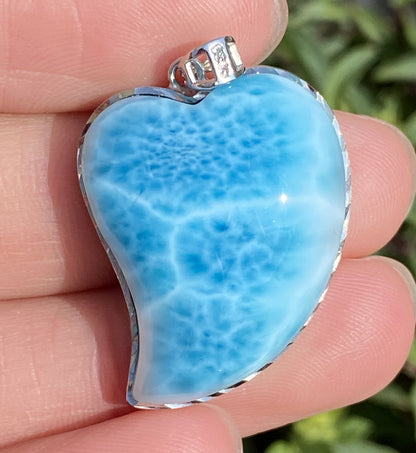 Larimar,AAAA Natural Dominican Larimar Pendant,Larimar Bracelet,Anniversary Gift, Larimar Jewelry,SilverJewelry E379