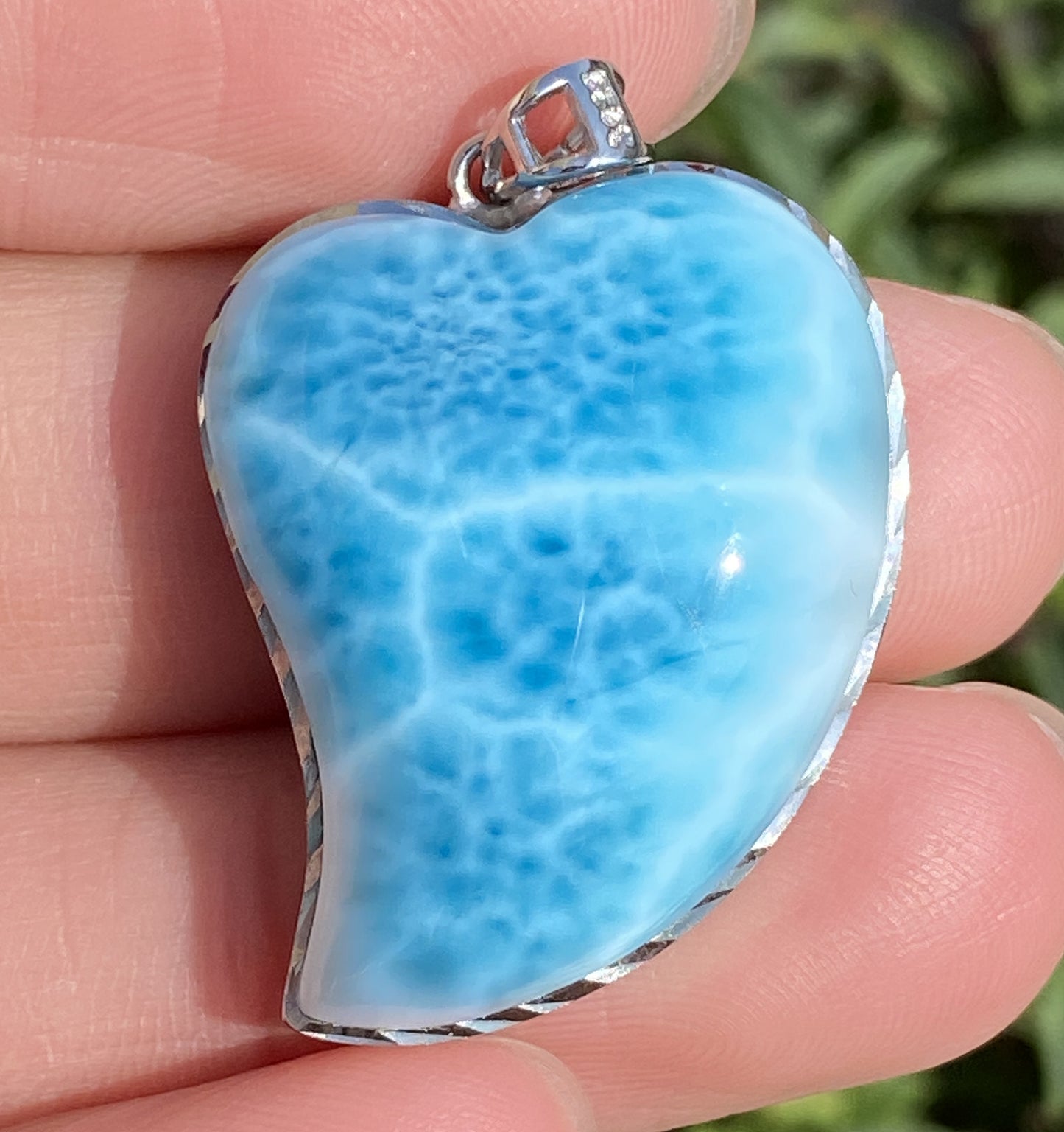 Larimar,AAAA Natural Dominican Larimar Pendant,Larimar Bracelet,Anniversary Gift, Larimar Jewelry,SilverJewelry E379