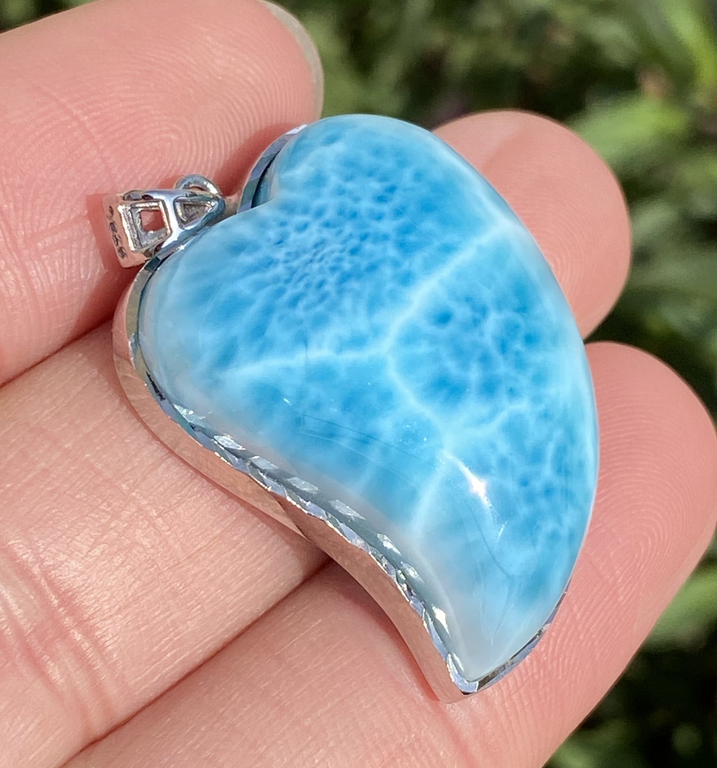 Larimar,AAAA Natural Dominican Larimar Pendant,Larimar Bracelet,Anniversary Gift, Larimar Jewelry,SilverJewelry E379