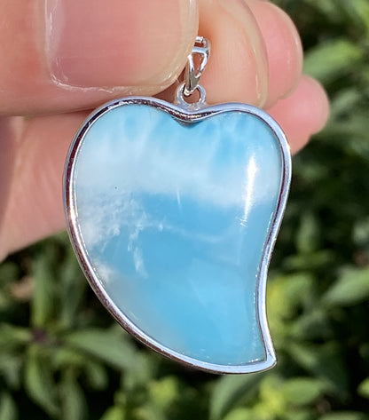 Larimar,AAAA Natural Dominican Larimar Pendant,Larimar Bracelet,Anniversary Gift, Larimar Jewelry,SilverJewelry E379