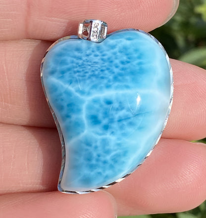 Larimar,AAAA Natural Dominican Larimar Pendant,Larimar Bracelet,Anniversary Gift, Larimar Jewelry,SilverJewelry E379