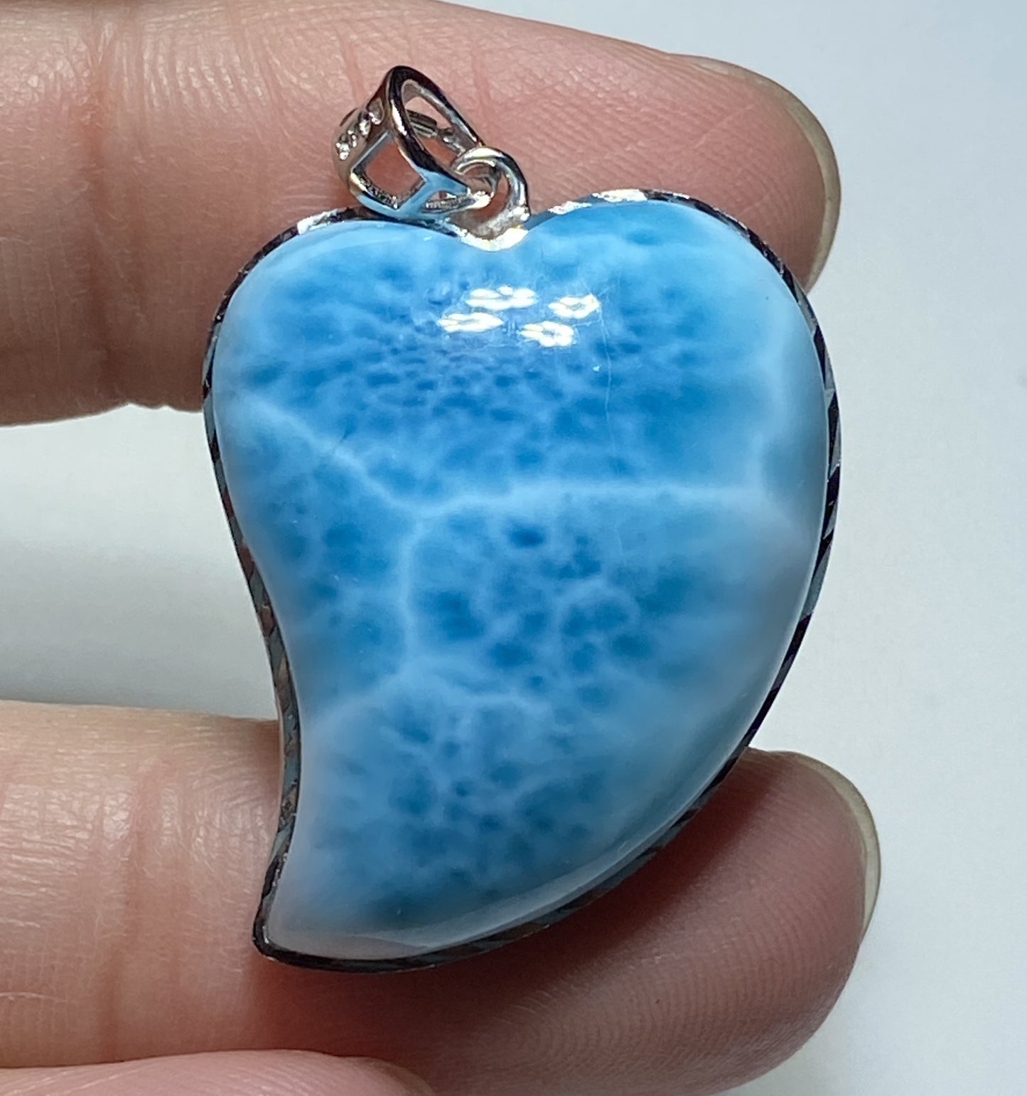 Larimar,AAAA Natural Dominican Larimar Pendant,Larimar Bracelet,Anniversary Gift, Larimar Jewelry,SilverJewelry E379