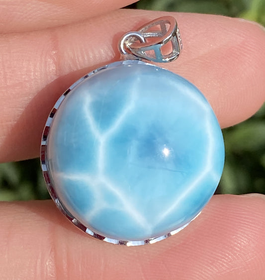 Larimar,AAAA Natural Dominican Larimar Pendant,Larimar Bracelet,Anniversary Gift, Larimar Jewelry,SilverJewelry ET380