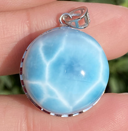 Larimar,AAAA Natural Dominican Larimar Pendant,Larimar Bracelet,Anniversary Gift, Larimar Jewelry,SilverJewelry ET380