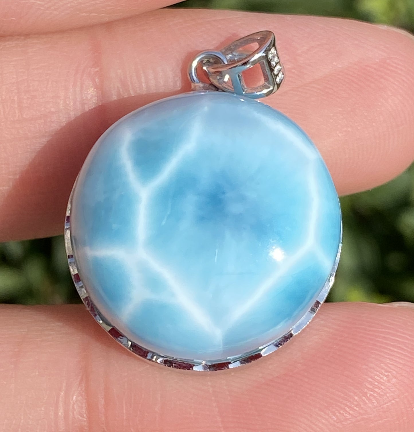 Larimar,AAAA Natural Dominican Larimar Pendant,Larimar Bracelet,Anniversary Gift, Larimar Jewelry,SilverJewelry ET380