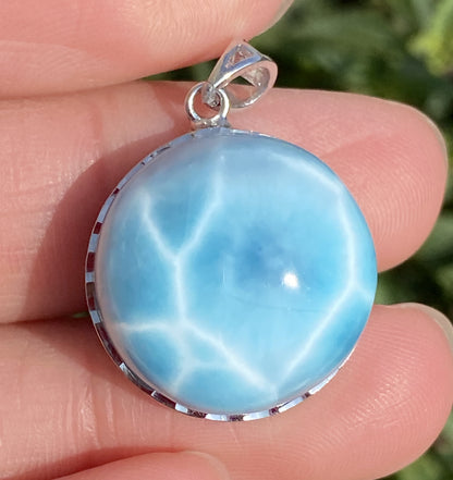 Larimar,AAAA Natural Dominican Larimar Pendant,Larimar Bracelet,Anniversary Gift, Larimar Jewelry,SilverJewelry ET380