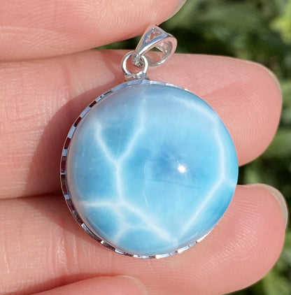 Larimar,AAAA Natural Dominican Larimar Pendant,Larimar Bracelet,Anniversary Gift, Larimar Jewelry,SilverJewelry ET380