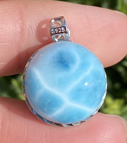 Larimar,AAAA Natural Dominican Larimar Pendant,Larimar Bracelet,Anniversary Gift, Larimar Jewelry,SilverJewelry ET386