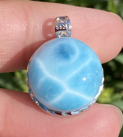 Larimar,AAAA Natural Dominican Larimar Pendant,Larimar Bracelet,Anniversary Gift, Larimar Jewelry,SilverJewelry ET386