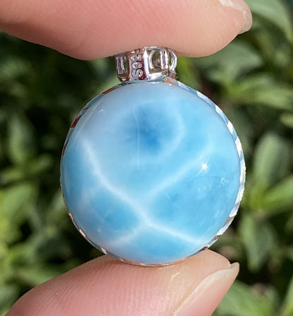 Larimar,AAAA Natural Dominican Larimar Pendant,Larimar Bracelet,Anniversary Gift, Larimar Jewelry,SilverJewelry ET386