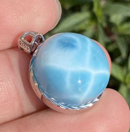 Larimar,AAAA Natural Dominican Larimar Pendant,Larimar Bracelet,Anniversary Gift, Larimar Jewelry,SilverJewelry ET386