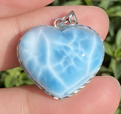 Larimar,AAAA Natural Dominican Larimar Pendant,Larimar Bracelet,Anniversary Gift, Larimar Jewelry,SilverJewelry,Birthday Gifts ET388