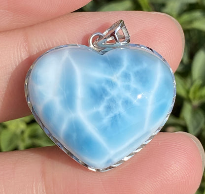 Larimar,AAAA Natural Dominican Larimar Pendant,Larimar Bracelet,Anniversary Gift, Larimar Jewelry,SilverJewelry,Birthday Gifts ET388